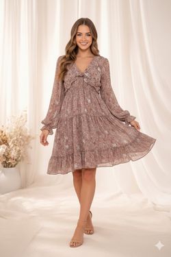 She+Sky Brown Floral Dress