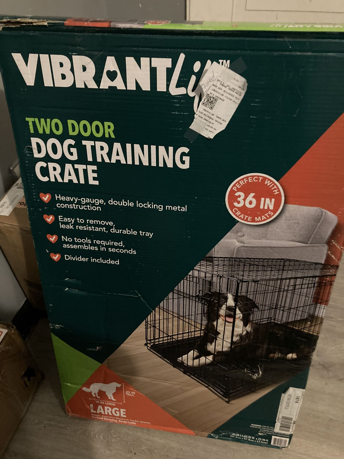 Vibrant Life Large 2 Door Dog Training Crate 