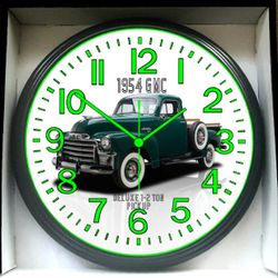 1954 GMC Deluxe Pick Up Truck Glow In The Dark Wall Clock New!