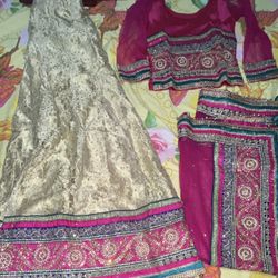 Party Wear - Lehenga Hot Pink & Gold