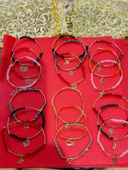 Assorted Crystal Beaded Charm Bracelets