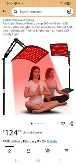 Red Light Therapy Beauty Lamp 660nm 850nm LED Panel- Infrared Light for Skin Appearance, Glow & Self- Care - Adjustable Timer & Brightness - at-Home L