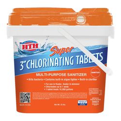HTH Super 3 inch Chlorine Tablets for Pool, 25 lbs