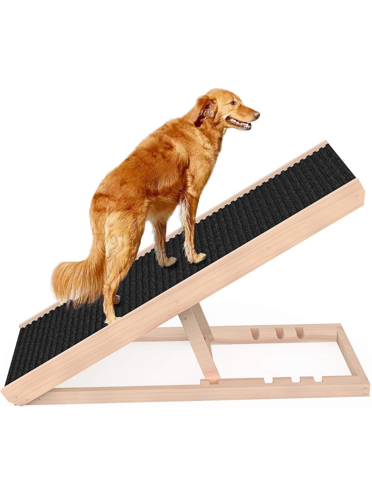 Adjustable Dog Ramp for All Dogs and Cats - Folding Portable Pet Ramp for Couch or Bed with Non Slip Paw Traction Mat, 40”Long and Height Adjustable f