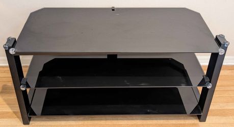 Black Metal and Glass Entertainment TV Stand