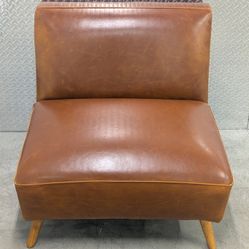 Huxley Mid Century Modern Furniture Armless Sofa Chair Lounge Accent Brown  Faux Leather