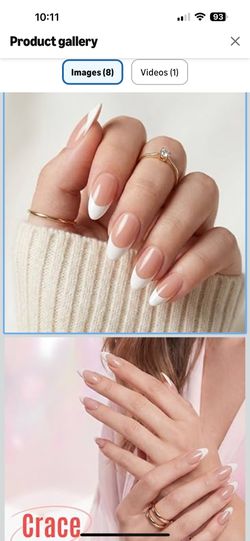 French Tip Press on Nails Medium Almond, Soft Gel Glossy Fake Nails Press on with Glue, 30Pcs Reusable Stick on Nails in 15 Sizes, Salon Quality False