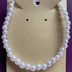 14”-long Fake, Pink-Pearl Choker