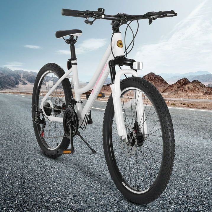 SHINPT 24" Mountain Bike for Teenagers and Adult, Mountain Bicycles with Dual Disc Brakes, Shimano 21 Speeds Bicycles for Men, Adult Bicycle with Comf