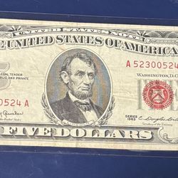 Five Dollar Bill Red Seal
