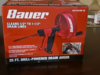 Bauer 25 Ft. Drill-Powered Drain Auger – NEW IN BOX