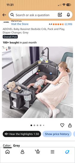 5-in-1 bassinet, co-sleeper, bedside pack n play