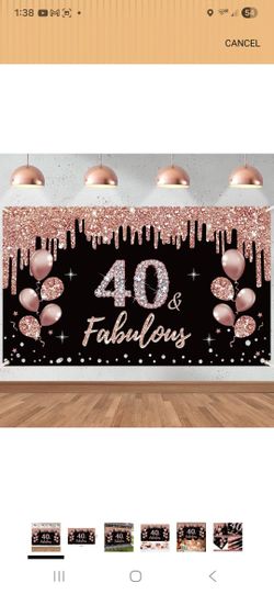 Black And Goldrose 40 Fabulous  Backdrop  For Birthday 