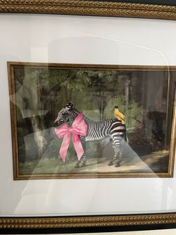 Framed Zebra Art Print with Gold Frame