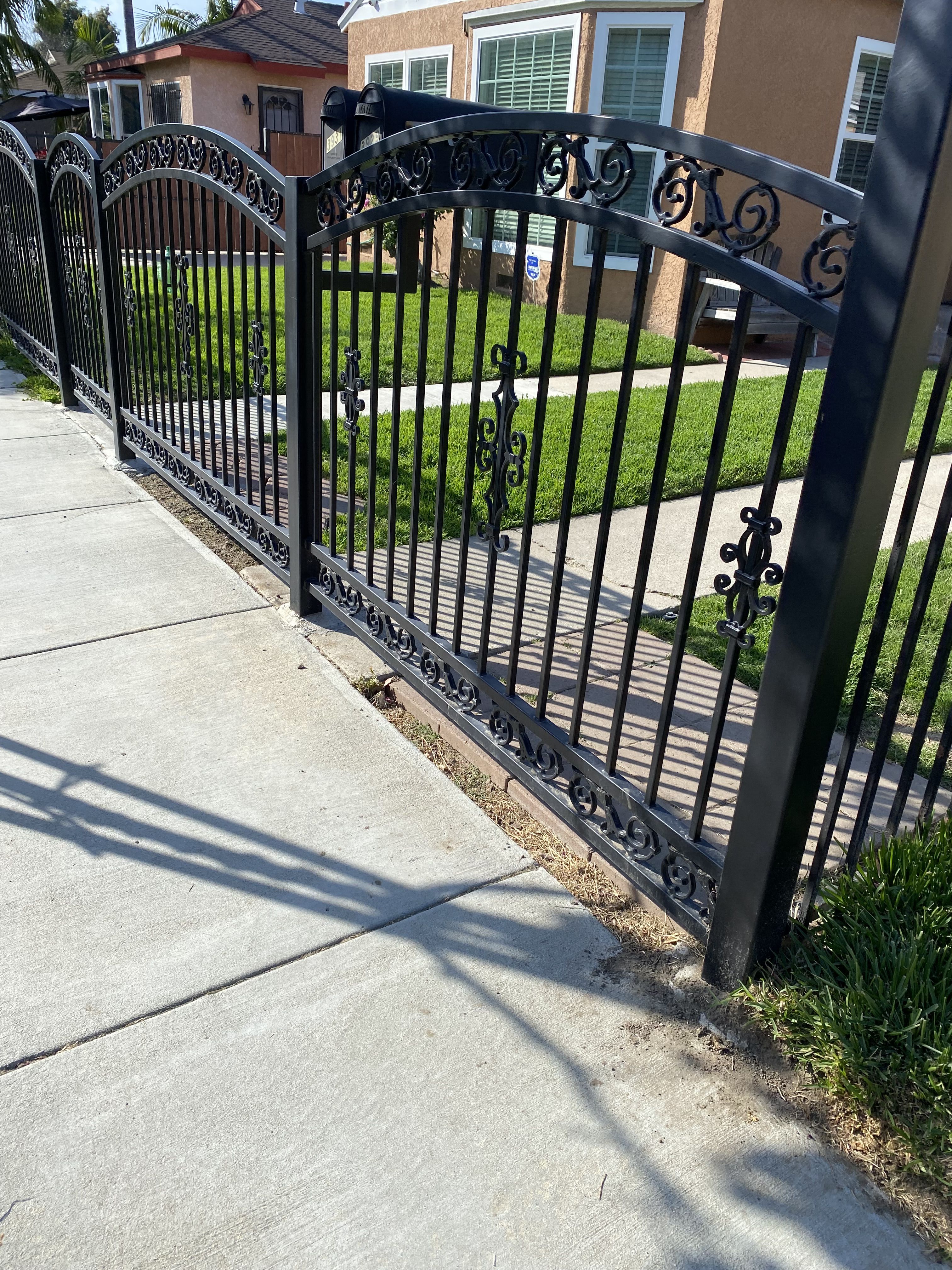 Black Wrought Iron Fence with Decorative Gate