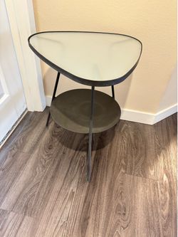 Glass and metal side table
