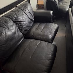 Black Leather Sectional