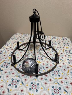 Black Metal Ring Chandelier Light Fixture