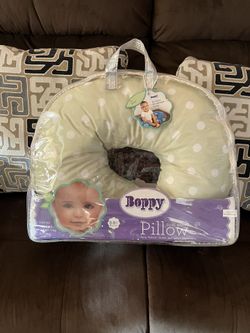 Boppy With Green Slip Cover