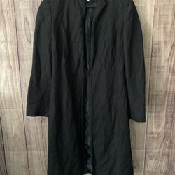 Calvin Klein 2 linen black open front long blazer jacket cardigan simplistic