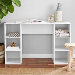 white Mainstay student desk | home office | computer desk | bedroom furniture desk | 6 cubes 