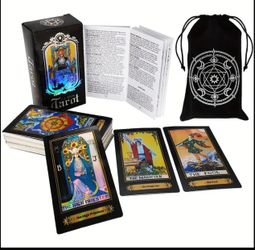 1set,Tarot Cards Deck with Manual and Package bag for Beginners,Tarot Lover, Holographic Classic 78 Cards Fortune Telling Game, Divination and Party G