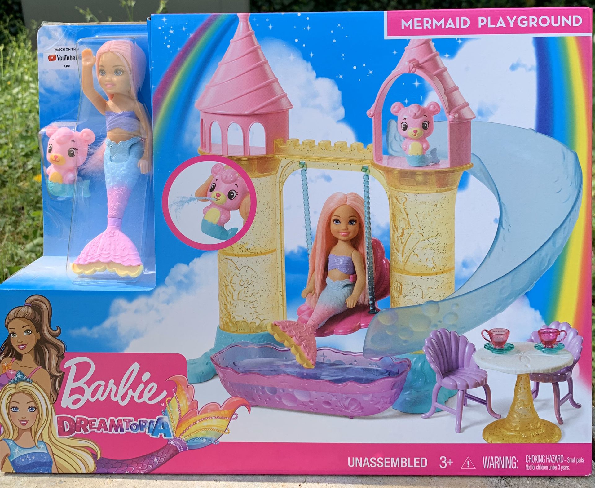 Barbie Dreamtopia Mermaid Playground Playset, with Chelsea Mermaid Doll, Merbear Friend Figure