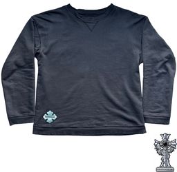 Vintage Chrome Hearts black crewneck pullover with plus patch and silver scroll