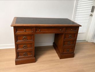 Vintage Pedestal Executive Desk with Slate Top