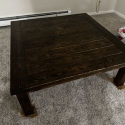 Stained Jacobean Solid Wood Table 4’ X 4’ 