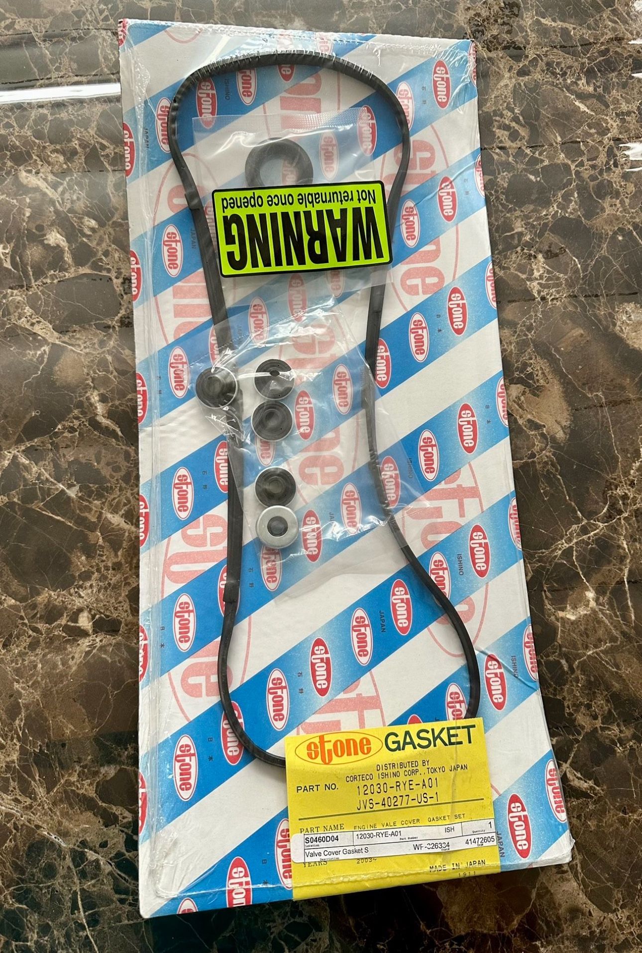 Brand New Sealed Valve Cover Gasket Set Head Cover 12030-RYE-A01, 2003-2010 Honda Vehicle Car Part