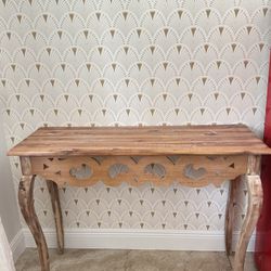 Whitewashed Wood Console Table 