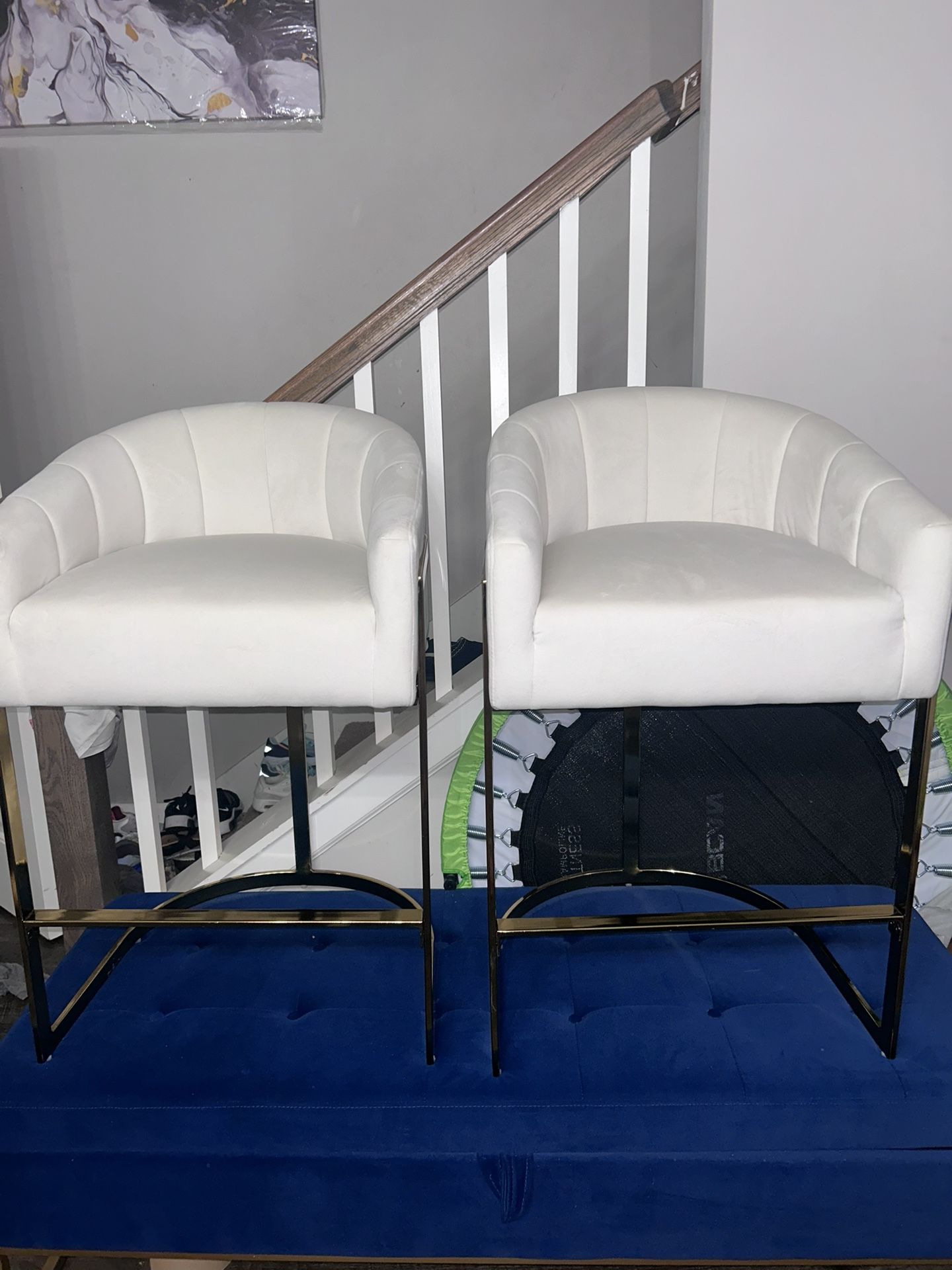 Two White Bar Chairs