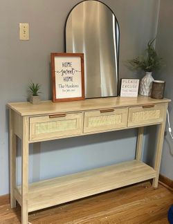 Entryway Rattan Console Table