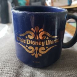 Vintage Walt Disney World Cobalt Blue Ceramic Coffee Mug Cup Made In Spain