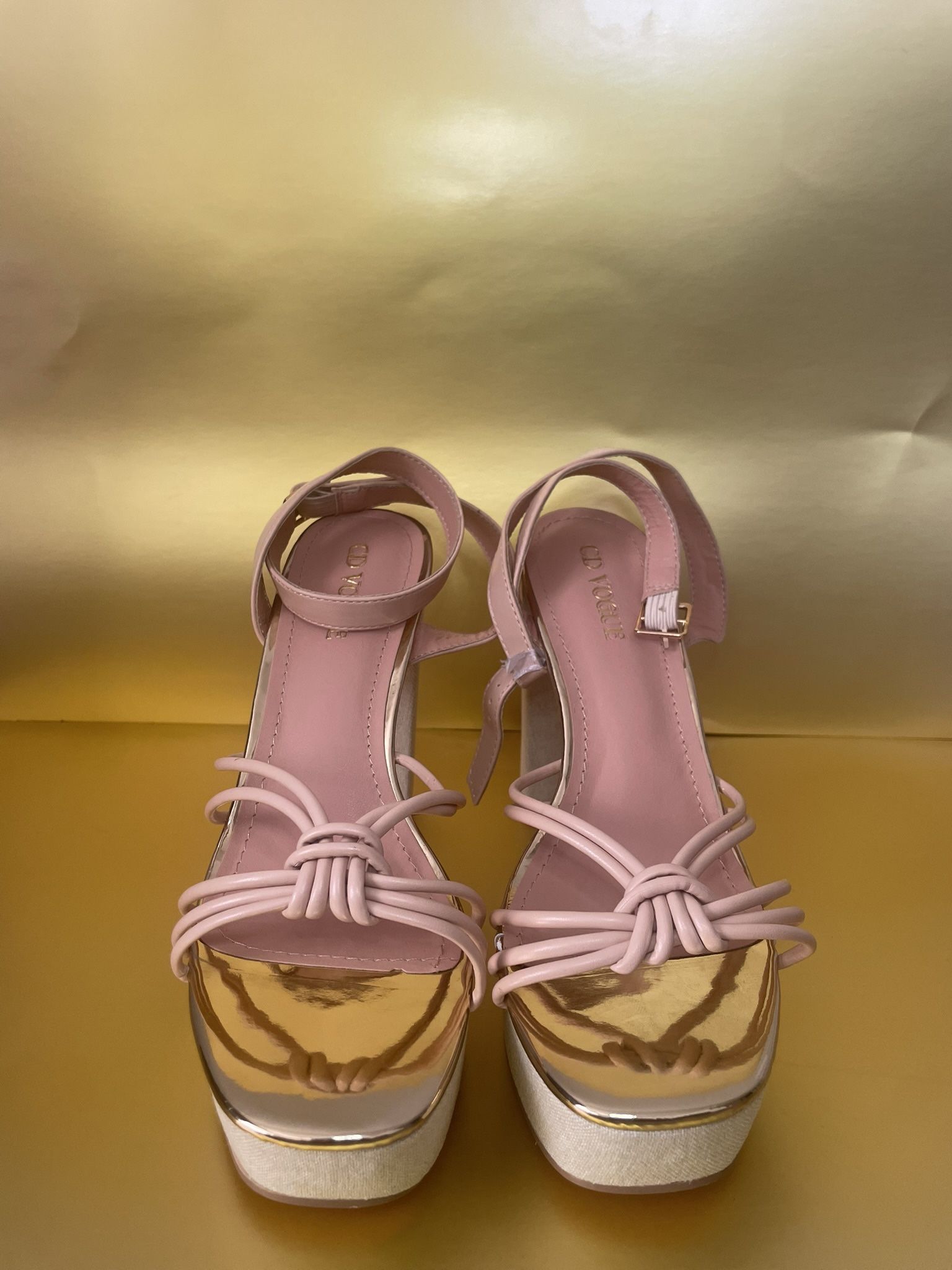 Peach & Gold Platform Heels