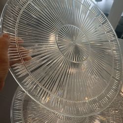 Large Acrylic Serving Trays, Cut Glass Look 5 Total
