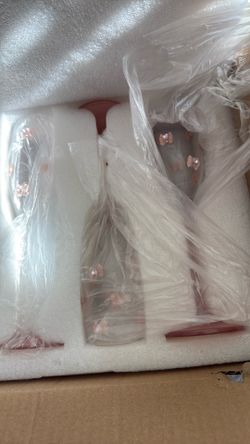 4 Pcs Pink Bow Champagne Flute Glasses Set, 6 OZ Champagne Wine Glasses with Long Stem, Elegant Girly Glassware Gift for Valentine's Day Bachelorette 