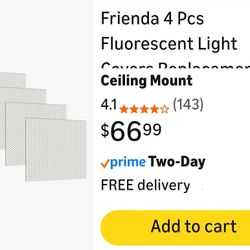 6264: Frienda 4 Pcs Fluorescent Light Covers Replacement Flat Clear Prismatic Acrylic Ceiling Light Cover Panels(24" x 24" x 0.1")