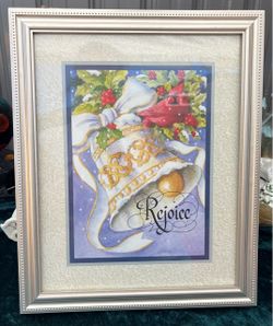 Home Interiors and gift. Joan Cole “Rejoice “ Framed Christmas Art.