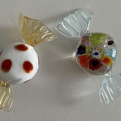 Vintage Art Glass Wrapped Candies Set of 2
