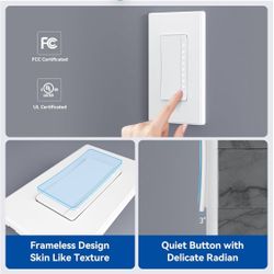 ELEGRP Dimmer Switch, Digital Dimmer Light Switch for LED Lights 150W, INC/HAL 450W, Single Pole & 3 Way LED Dimmer Switch, Needs Neutral Wire, Wall P