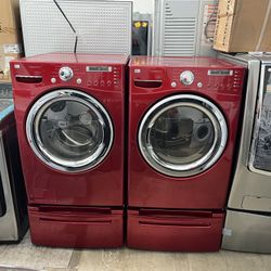 RED LG WASHER AND DRYER