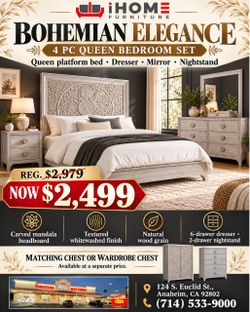 Bohemian Elegance 4 PC Queen Bedroom Set