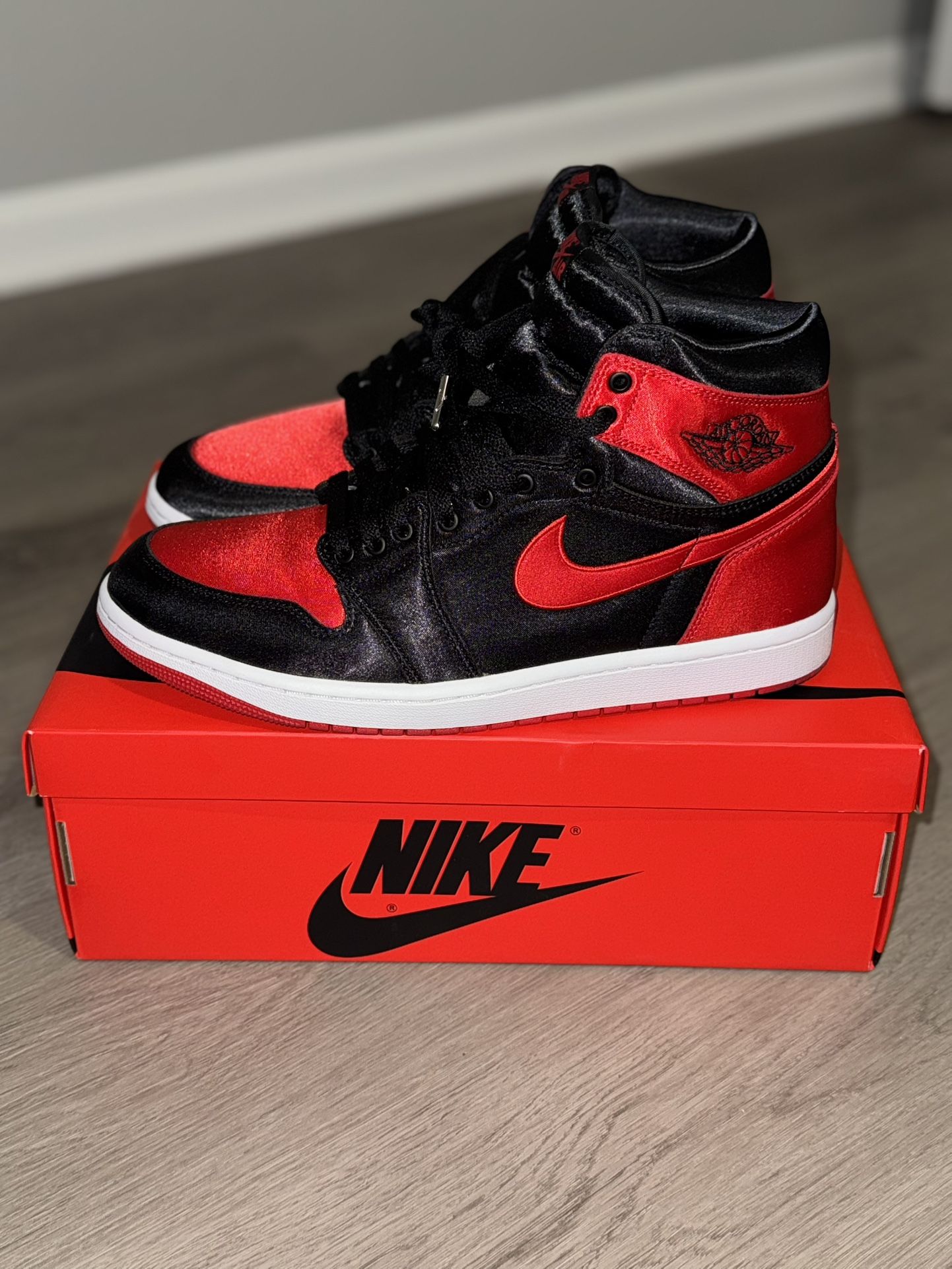 Satin Bred Jordan 1s Size 10.5 Men’s