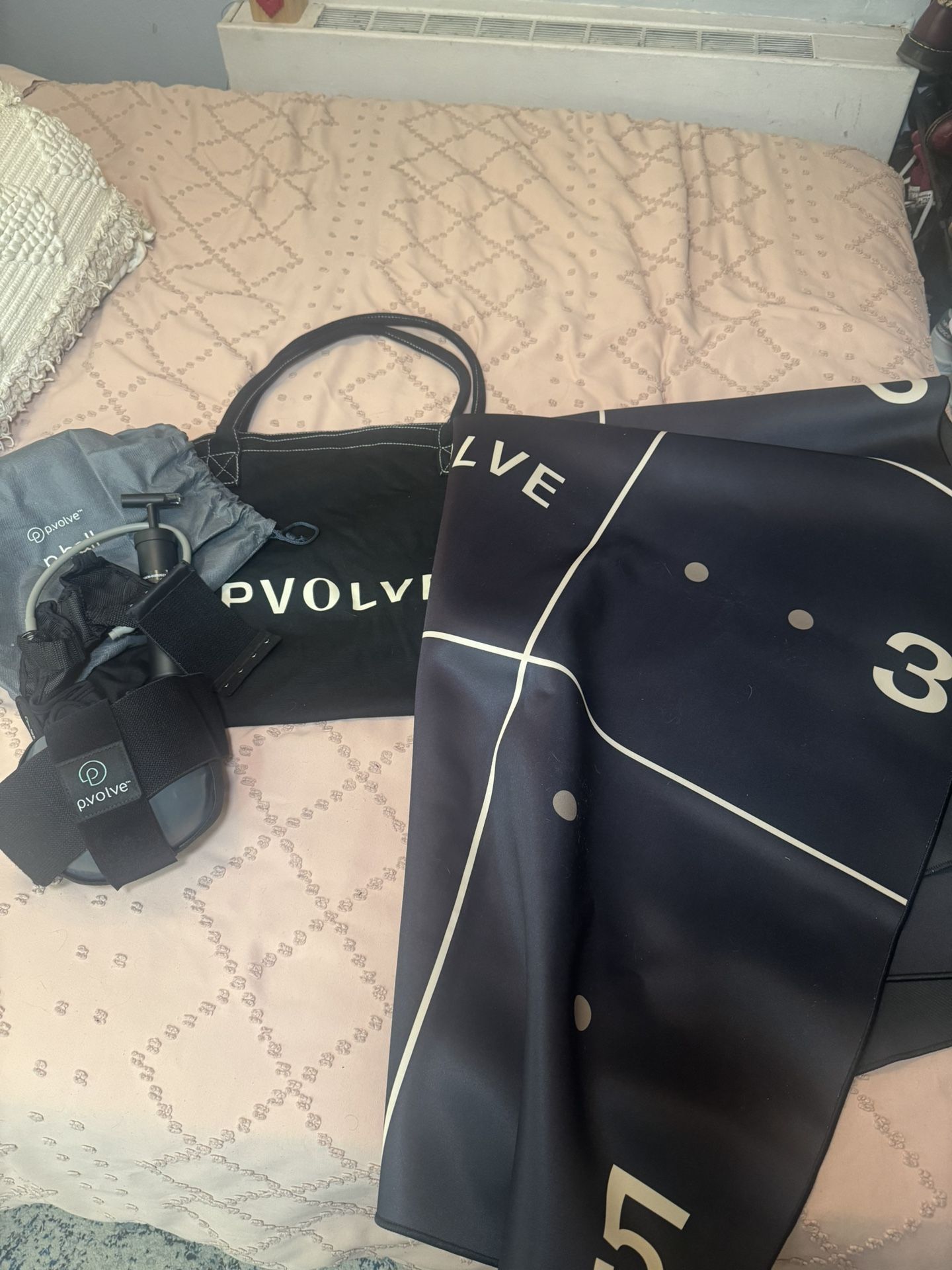 PVolve Pilates starter set with full mat, bag, pball, and pump