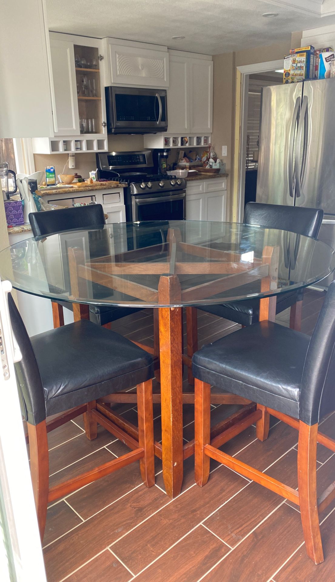Large Glass Dinning Kitchen Table