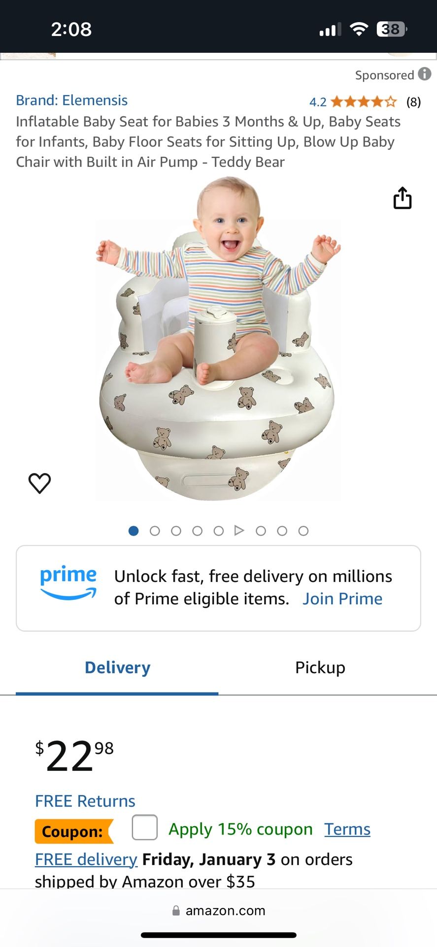 Inflatable Baby Chair W/built In Air Pump