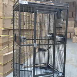 Large 28” X 22” X 65”H Parrot Bird Cage With Rolling Wheels 