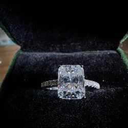 3 Carat Moissanite radiant Cut S925 Silver Ring